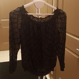 WHBM black burnout blouse